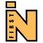 Large golden letter 'N' with 'FIRST' written inside of it, and a dot to represent the letter "i" in the word "in".