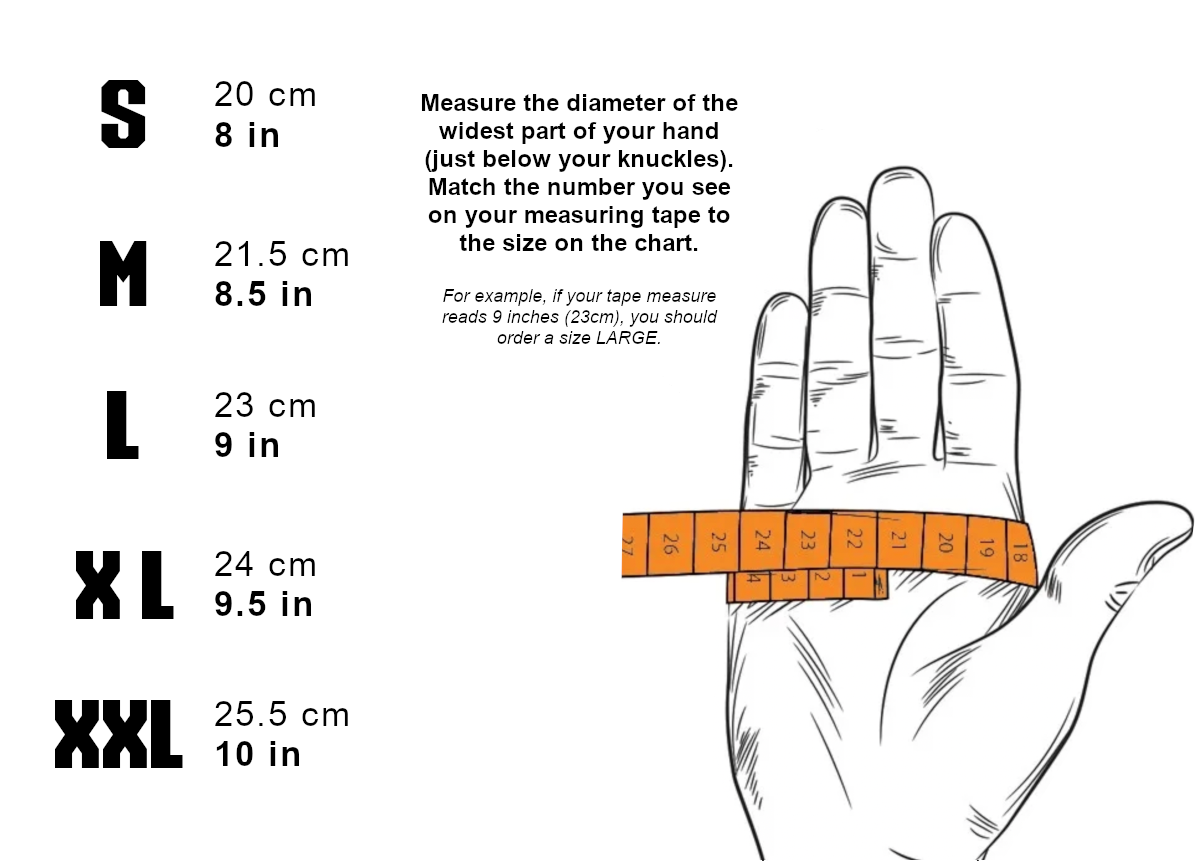 Support Gloves Sizing Chart